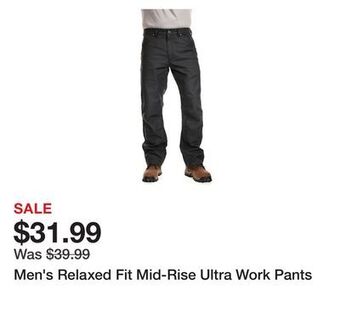 Tractor Supply Company Men's relaxed fit mid-rise ultra work pants offer