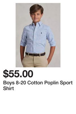 Belk Boys 8-20 cotton poplin sport shirt offer