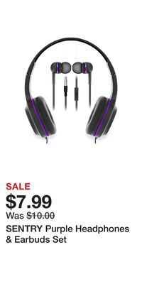 Big Lots Purple headphones & earbuds set offer