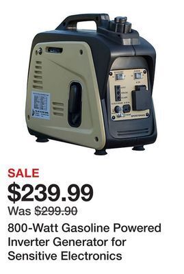 Tractor Supply Company 800-watt gasoline powered inverter generator for sensitive electronics offer