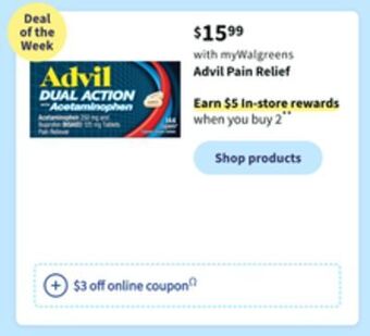 Walgreens Advil pain relief offer