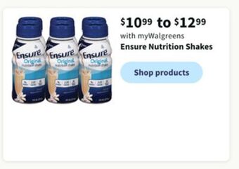 Walgreens Ensure nutrition shakes offer