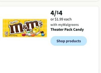 Walgreens Theater pack candy offer