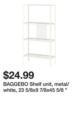 Ikea Baggebo shelf unit, metal/white, 23 5/8x9 7/8x45 5/8 offer