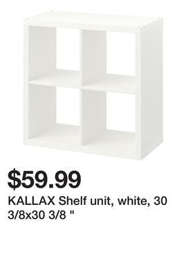 Ikea Kallax shelf unit, white, 30 3/8x30 3/8 offer