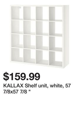 Ikea Kallax shelf unit, white, 57 7/8x57 7/8 offer
