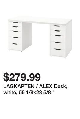 Ikea Lagkapten / alex desk, white, 55 1/8x23 5/8 offer