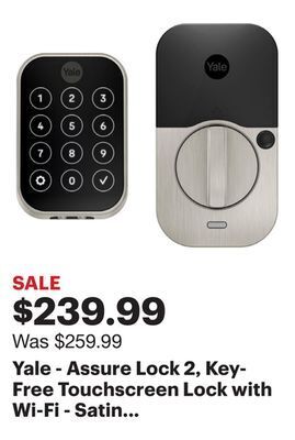 Best Buy Yale - assure lock 2, key-free touchscreen lock with wi-fi - satin nickel offer
