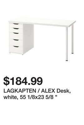 Ikea Lagkapten / alex desk, white, 55 1/8x23 5/8 offer