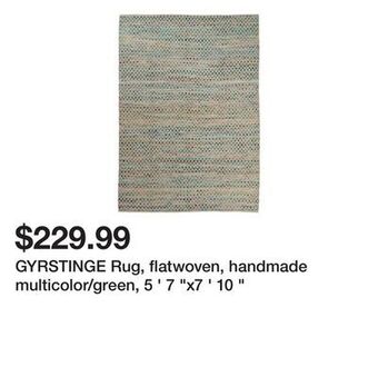 Ikea Gyrstinge rug, flatwoven, handmade multicolor/green, 5 ' 7 x7 ' 10 offer