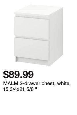Ikea Malm 2-drawer chest, white, 15 3/4x21 5/8 offer