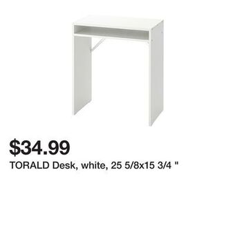 Ikea Torald desk, white, 25 5/8x15 3/4 offer