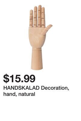 Ikea Handskalad decoration, hand, natural offer