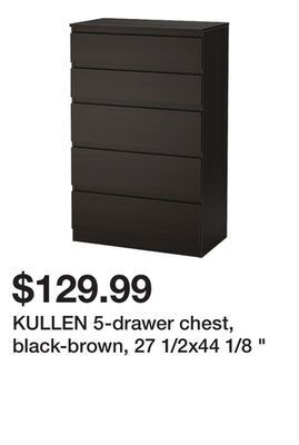 Ikea Kullen 5-drawer chest, black-brown, 27 1/2x44 1/8 offer