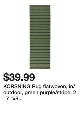 Ikea Korsning rug flatwoven, in/outdoor, green purple/stripe, 2 ' 7 x8 ' 2 offer