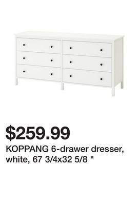 Ikea Koppang 6-drawer dresser, white, 67 3/4x32 5/8 offer