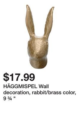 Ikea Häggmispel wall decoration, rabbit/brass color, 9 ¾ offer