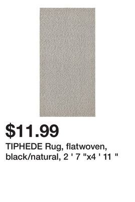 Ikea Tiphede rug, flatwoven, black/natural, 2 ' 7 x4 ' 11 offer