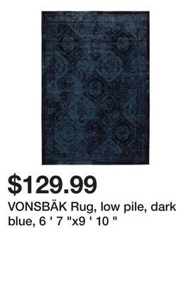 Ikea Vonsbäk rug, low pile, dark blue, 6 ' 7 x9 ' 10 offer