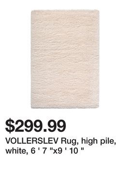 Ikea Vollerslev rug, high pile, white, 6 ' 7 x9 ' 10 offer