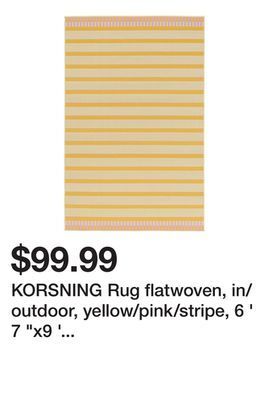Ikea Korsning rug flatwoven, in/outdoor, yellow/pink/stripe, 6 ' 7 x9 ' 10 offer