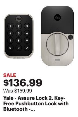 Best Buy Yale - assure lock 2, key-free pushbutton lock with bluetooth - satin nickel offer
