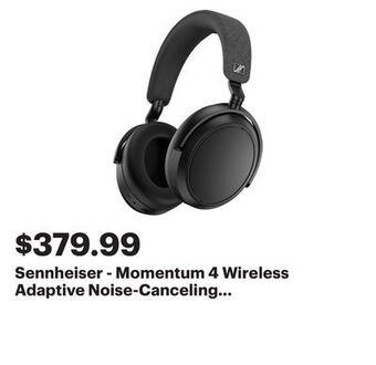 Best Buy Sennheiser - momentum 4 wireless adaptive noise-canceling over-the-ear headphones - black offer