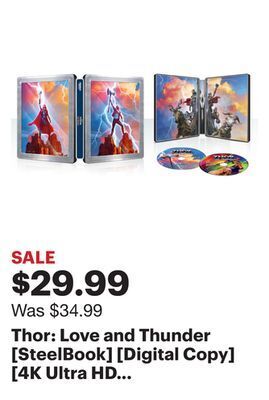 Best Buy Thor: love and thunder [steelbook] [digital copy] [4k ultra hd blu-ray/blu-ray] [only @ best buy] [2022] offer