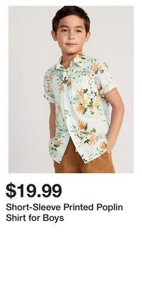 Old Navy Short-sleeve printed poplin shirt for boys offer