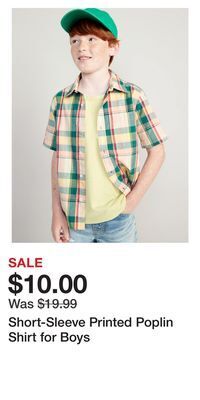 Old Navy Short-sleeve printed poplin shirt for boys offer