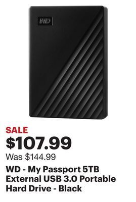 Best Buy Wd - my passport 5tb external usb 3.0 portable hard drive - black offer