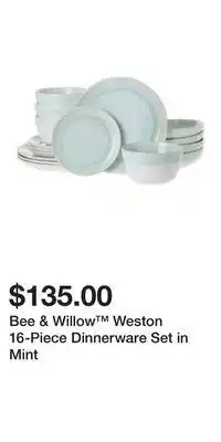 Bed Bath & Beyond Bee & willow™ weston 16-piece dinnerware set in mint offer