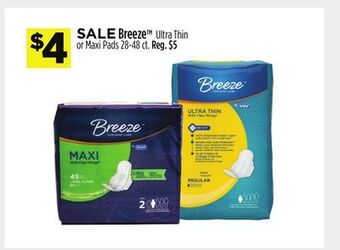 Dollar General Breeze™ ultra thin or maxi pads offer
