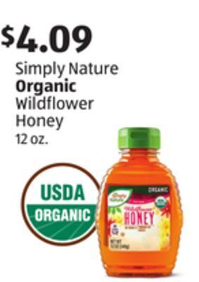 Aldi Simply nature organic wildflower honey offer