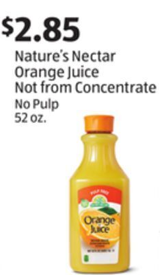 Aldi Nature's nectar orange juice not from concentrate offer