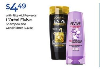 Rite Aid L'oréal elvive shampoo and conditioner offer