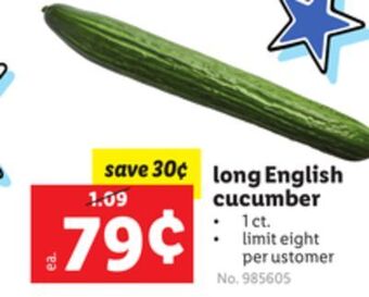 Lidl Long english cucumber offer