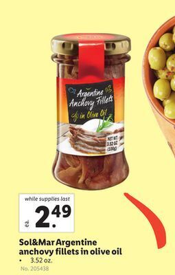 Lidl Sol & mar argentine anchovy fillets in olive oil offer