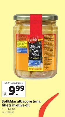Lidl Sol&mar albacore tuna fillets in olive oil offer