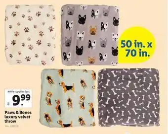 Lidl Paws & bones luxury velvet throw offer