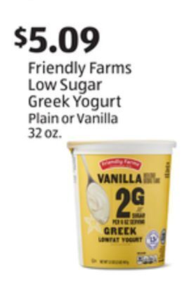 Aldi Friendly farms low sugar greek yogurt offer