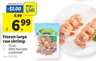 Lidl Frozen large raw shrimp offer