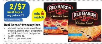 Lidl Red baron® frozen pizza offer