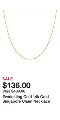 Kohl's Everlasting gold 14k gold singapore chain necklace offer