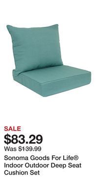 Kohl's Sonoma goods for life® indoor outdoor deep seat cushion set offer