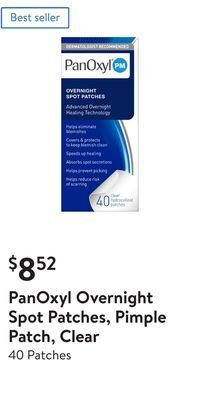 Walmart Panoxyl overnight spot patches, pimple patch, clear offer