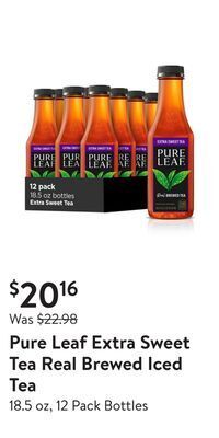 Walmart Pure leaf extra sweet tea real brewed iced tea offer