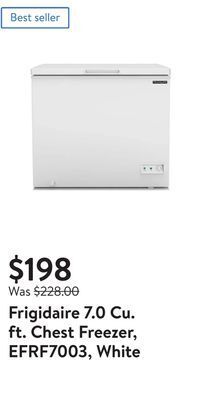Walmart Frigidaire 7.0 cu. ft. chest freezer, efrf7003, white offer