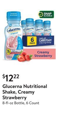 Walmart Glucerna nutritional shake, creamy strawberry offer