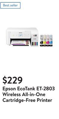 Walmart Epson ecotank et-2803 wireless all-in-one cartridge-free printer offer